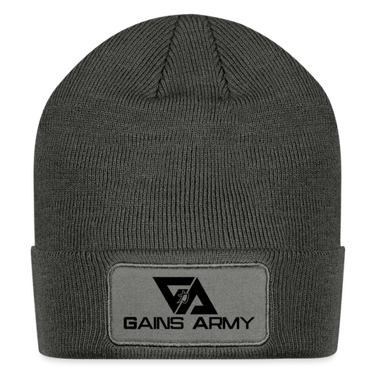Patch Beanie - charcoal grey